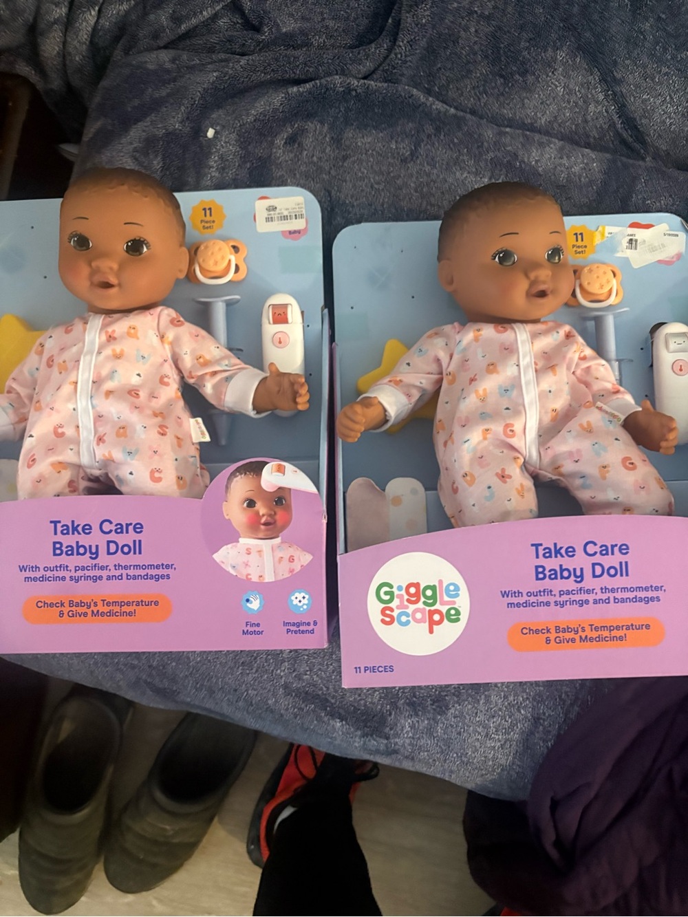 Giggle Scape Take Care Baby Doll - Brown Skin, Pink Outfit